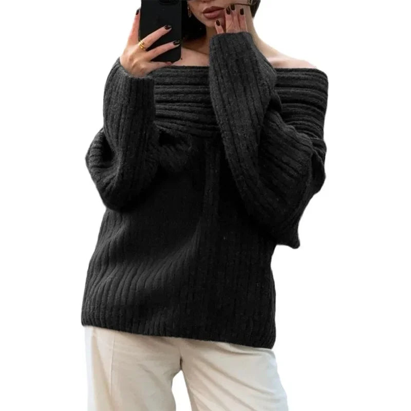 Oversized Bias-Neck Sweater